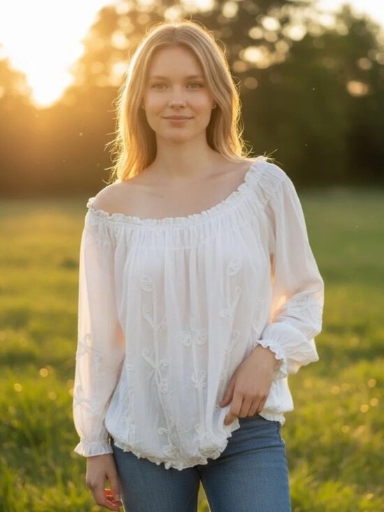 INC International Concepts Tops - Sheer Boho Peasant Blouse